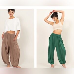 “Havana nights pants”  NWT boutique boho green harem pants